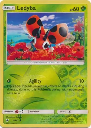Ledyba Reverse Holo Pokemon card from Burning Shadows