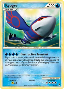 Kyogre Holo Pokemon card from Call of Legends