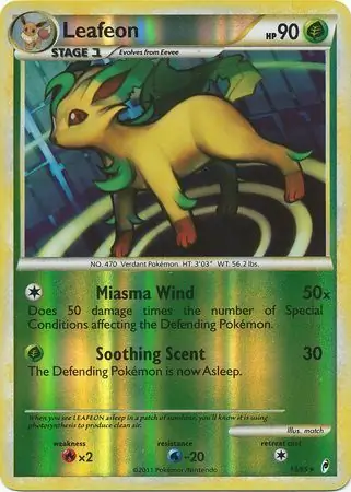 Leafeon Reverse Holo Pokemon card from Call of Legends