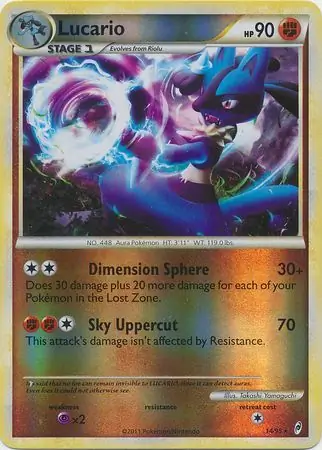 Lucario Reverse Holo Pokemon card from Call of Legends