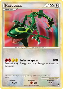Rayquaza Holo Pokemon card from Call of Legends
