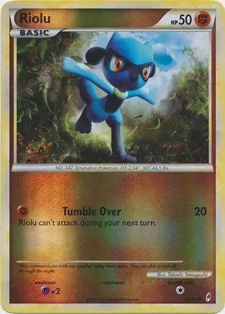 Riolu Reverse Holo Pokemon card from Call of Legends