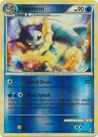 Vaporeon Reverse Holo Pokemon card from Call of Legends