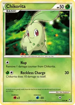 Chikorita Pokemon card from Call of Legends