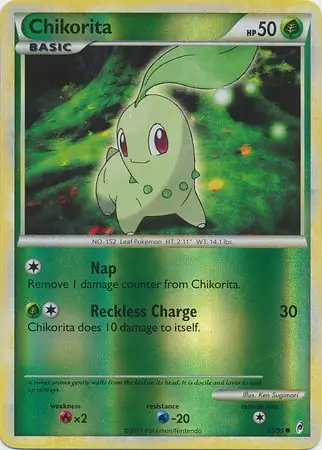 Chikorita Reverse Holo Pokemon card from Call of Legends