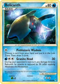 Relicanth Pokemon card from Call of Legends
