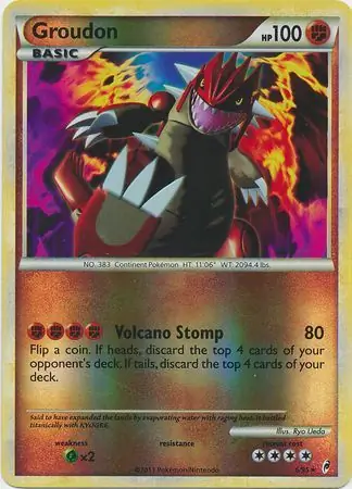 Groudon Reverse Holo Pokemon card from Call of Legends