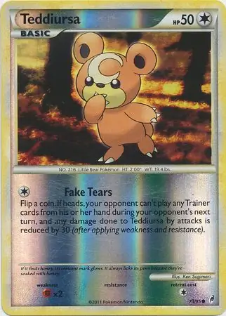 Teddiursa Reverse Holo Pokemon card from Call of Legends