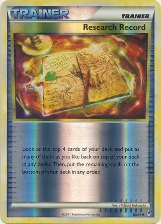 Research Record Reverse Holo Pokemon card from Call of Legends