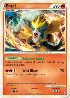 Entei Holo Pokemon card from Call of Legends