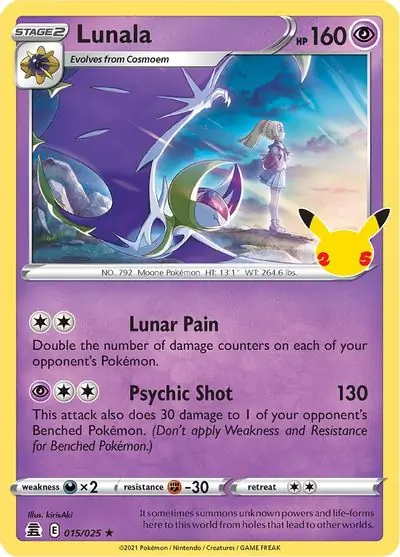 Lunala Pokemon card from Celebrations