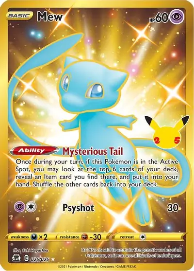 Mew Secret Pokemon card from Celebrations