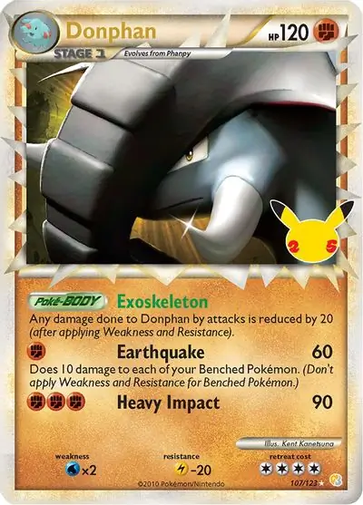 Donphan Pokemon card from Celebrations: Classic Collection