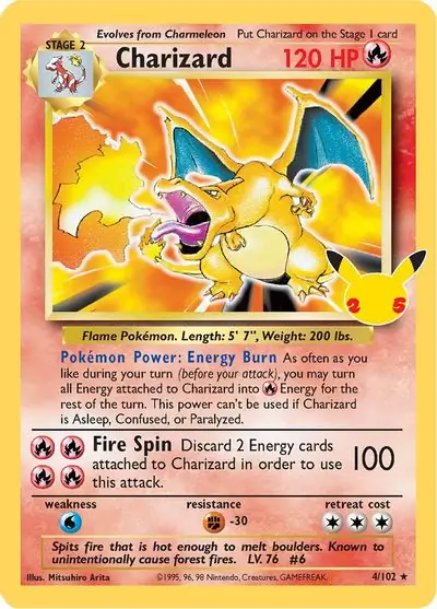 Charizard Pokemon card from Celebrations: Classic Collection