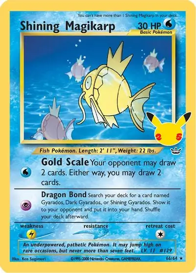 Shining Magikarp Pokemon card from Celebrations: Classic Collection
