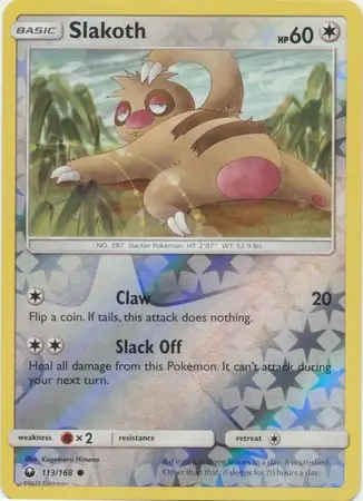 Slakoth Reverse Holo Pokemon card from Celestial Storm