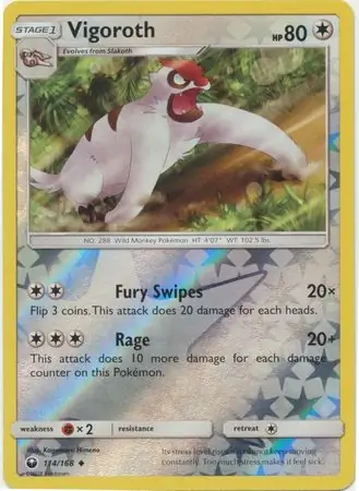Vigoroth Reverse Holo Pokemon card from Celestial Storm