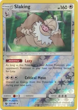 Slaking Reverse Holo Pokemon card from Celestial Storm