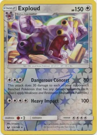Exploud Reverse Holo Pokemon card from Celestial Storm