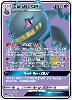 Full Art Banette GX Pokemon card from Celestial Storm
