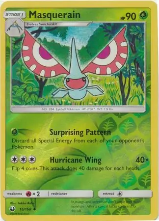 Masquerain Reverse Holo Pokemon card from Celestial Storm