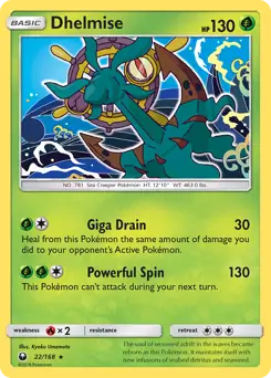 Dhelmise Pokemon card from Celestial Storm