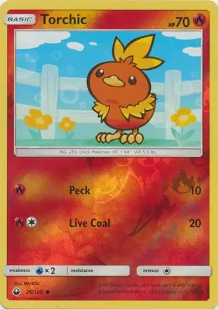 Torchic Reverse Holo Pokemon card from Celestial Storm