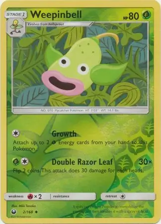 Weepinbell Reverse Holo Pokemon card from Celestial Storm