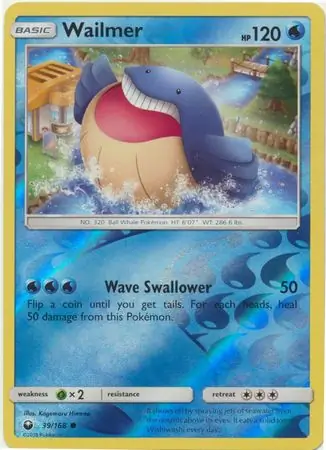 Wailmer Reverse Holo Pokemon card from Celestial Storm