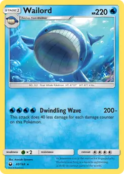 Wailord Pokemon card from Celestial Storm