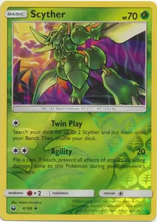 Scyther Reverse Holo Pokemon card from Celestial Storm