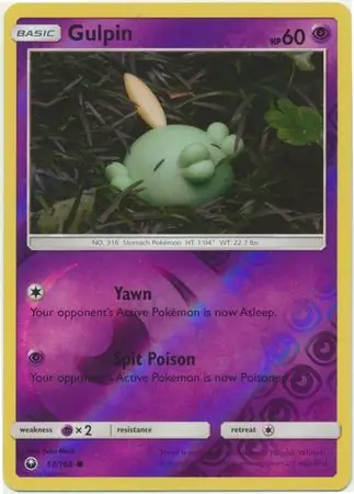 Gulpin Reverse Holo Pokemon card from Celestial Storm