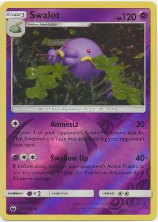 Swalot Reverse Holo Pokemon card from Celestial Storm
