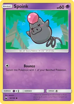 Spoink Pokemon card from Celestial Storm