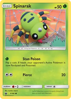Spinarak Pokemon card from Celestial Storm