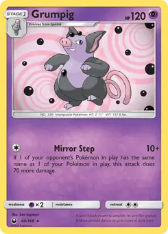 Grumpig Pokemon card from Celestial Storm
