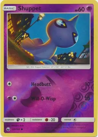 Shuppet Reverse Holo Pokemon card from Celestial Storm