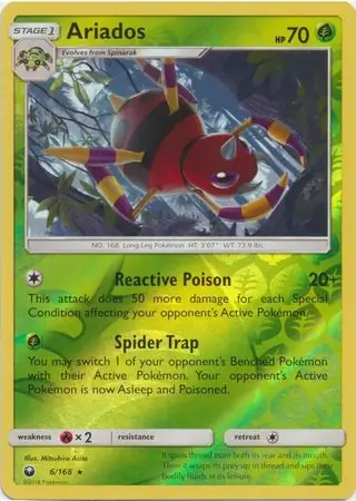 Ariados Reverse Holo Pokemon card from Celestial Storm