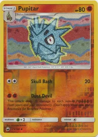 Pupitar Reverse Holo Pokemon card from Celestial Storm