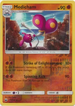 Medicham Reverse Holo Pokemon card from Celestial Storm