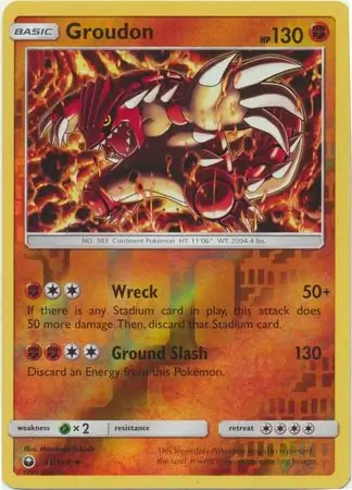 Groudon Reverse Holo Pokemon card from Celestial Storm