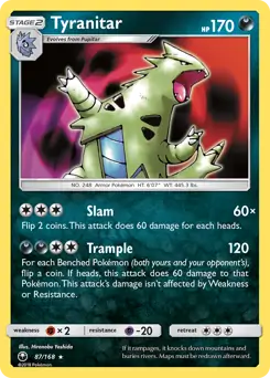 Tyranitar Pokemon card from Celestial Storm