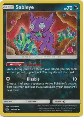 Sableye Reverse Holo Pokemon card from Celestial Storm