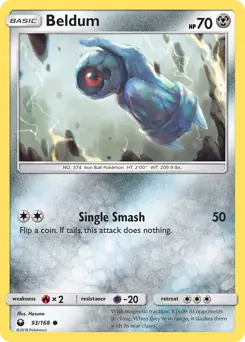 Beldum Pokemon card from Celestial Storm