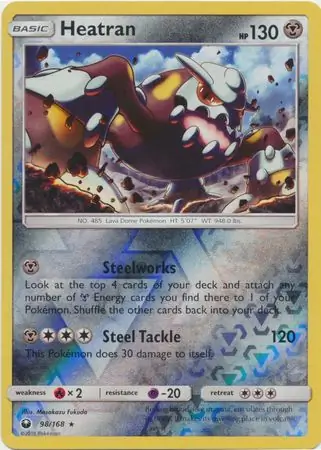 Heatran Reverse Holo Pokemon card from Celestial Storm