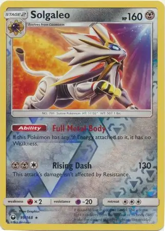 Solgaleo Reverse Holo Pokemon card from Celestial Storm