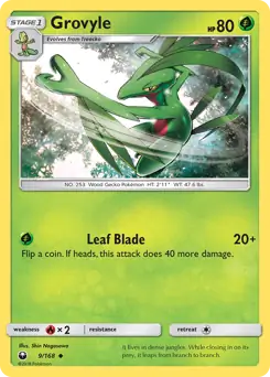 Grovyle Pokemon card from Celestial Storm