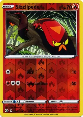Sizzlipede Reverse Holo Pokemon card from Champion's Path