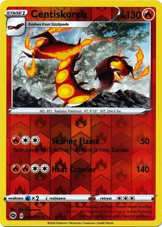Centiskorch Reverse Holo Pokemon card from Champion's Path