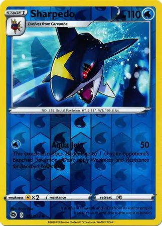 Sharpedo Reverse Holo Pokemon card from Champion's Path